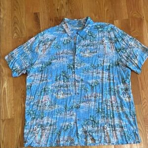Batik Bay Men's Blue Tropical Print Short-Sleeve Shirt